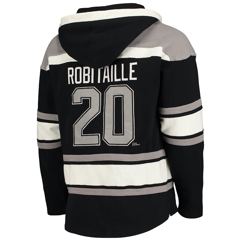 Men's '47 Luc Robitaille Black Los Angeles Kings Retired Player Name & Number Lacer Pullover Hoodie