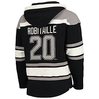 Men's '47 Luc Robitaille Black Los Angeles Kings Retired Player Name & Number Lacer Pullover Hoodie