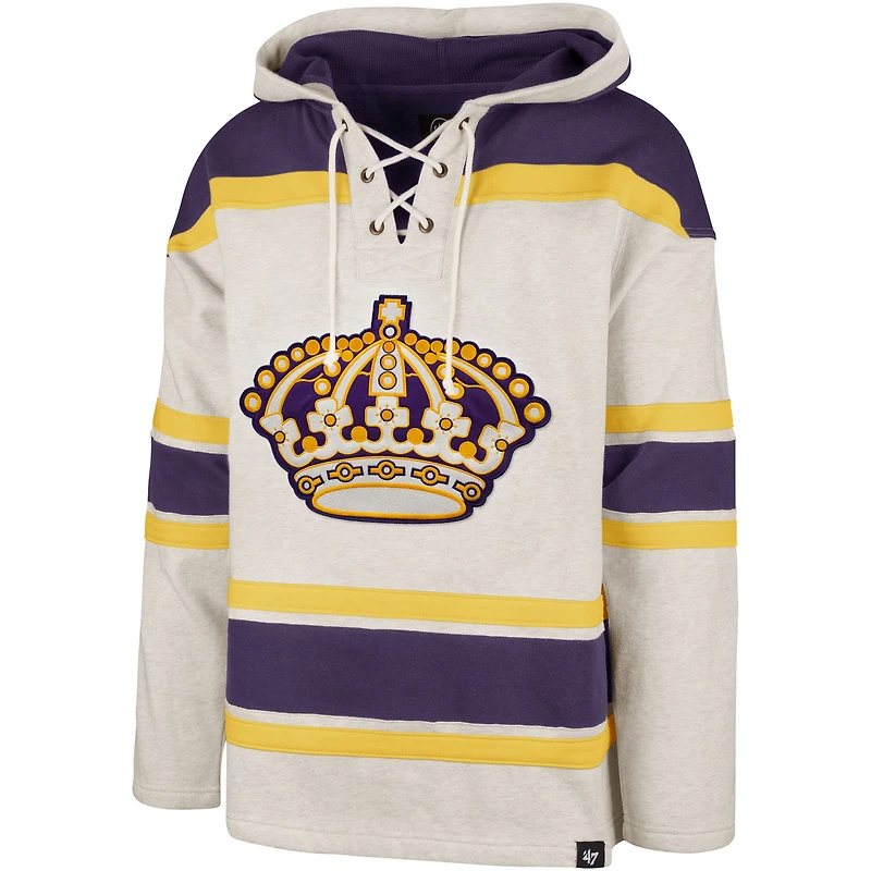 Men's '47  Oatmeal Los Angeles Kings Rockaway Lacer Pullover Hoodie