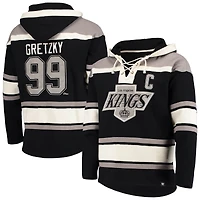 Sweat à capuche Lacer noir pour homme, modèle '47 Wayne Gretzky, Los Angeles Kings, avec nom et numéro de joueur retirés