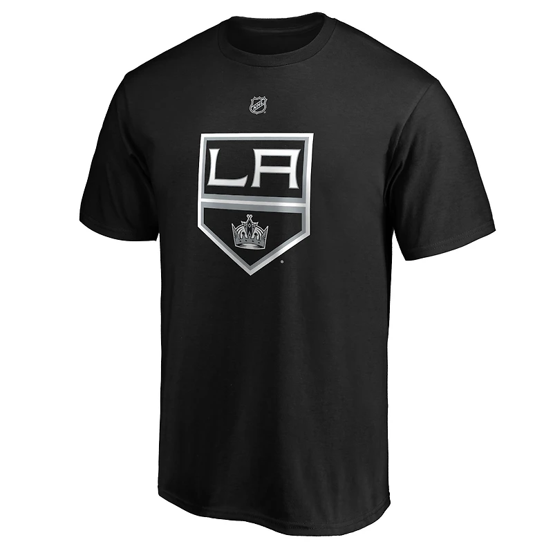 T-shirt authentique Drew Doughty noir des Kings de Los Angeles pour homme, avec nom et numéro superposés.