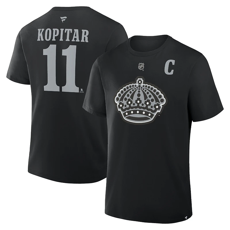 Men's Fanatics Anze Kopitar Black Los Angeles Kings Authentic Stack Name & Number T-Shirt