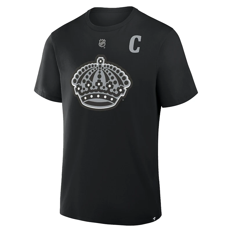 T-shirt authentique Fanatics Anze Kopitar noir Los Angeles Kings avec nom et numéro.