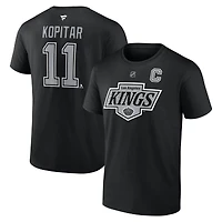 T-shirt Fanatics Anze Kopitar pour homme, noir, authentique, avec nom et numéro Stack des Los Angeles Kings