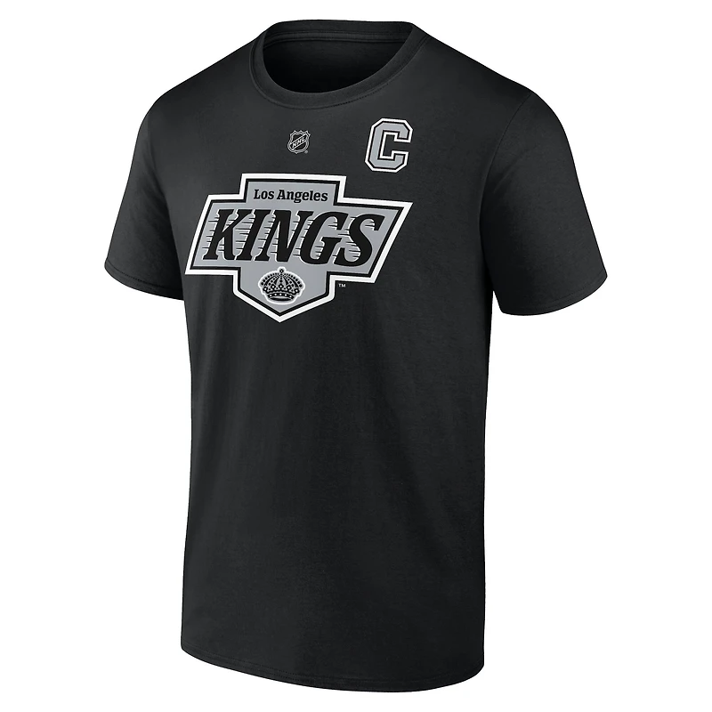 T-shirt Fanatics Anze Kopitar pour homme, noir, authentique, avec nom et numéro Stack des Los Angeles Kings