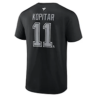 T-shirt Fanatics Anze Kopitar pour homme, noir, authentique, avec nom et numéro Stack des Los Angeles Kings