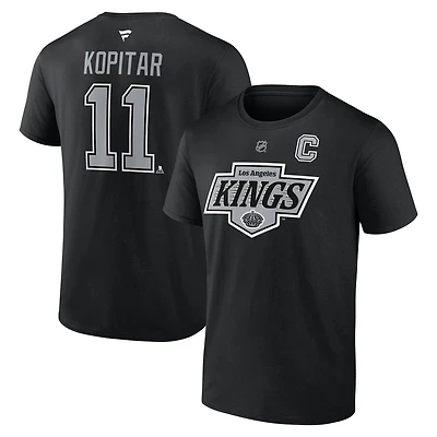T-shirt Fanatics Anze Kopitar pour homme, noir, authentique, avec nom et numéro Stack des Los Angeles Kings
