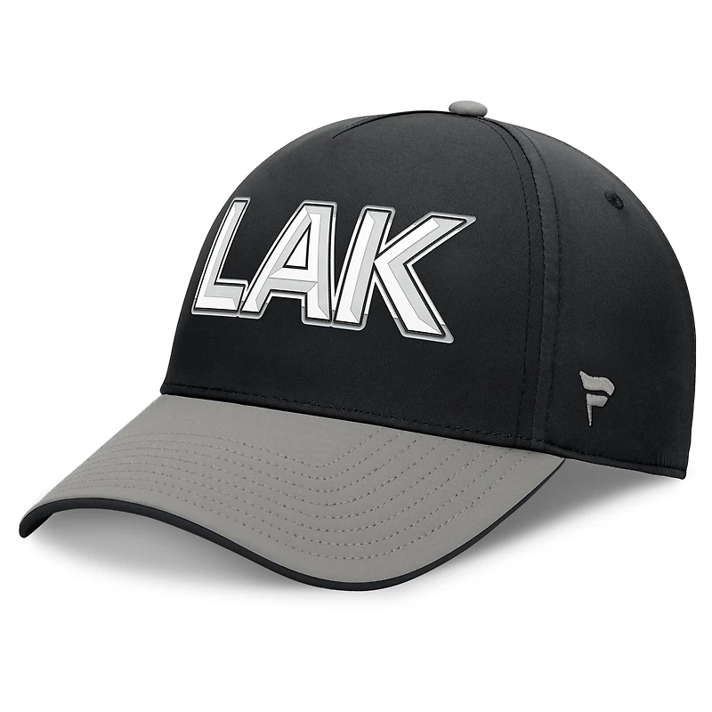 Casquette Fanatics noire/grise authentique des Los Angeles Kings pour homme, couleur Pro Rink Team Code Flex