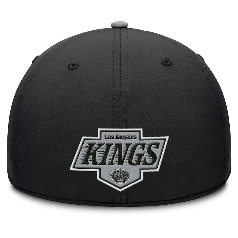 Casquette Fanatics noire/grise authentique des Los Angeles Kings pour homme, couleur Pro Rink Team Code Flex
