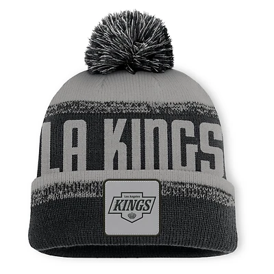 Men's Fanatics Black/Silver Los Angeles Kings Fundamentals Thrive Cuffed Knit Hat with Pom
