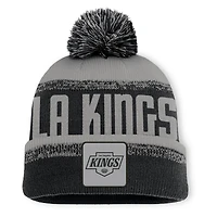 Men's Fanatics Black/Silver Los Angeles Kings Fundamentals Thrive Cuffed Knit Hat with Pom