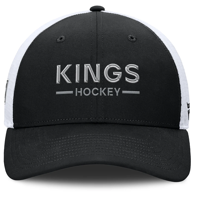 Casquette de camionneur ajustable Fanatics noire/blanche authentique Pro Rink Lockup des Kings de Los Angeles pour homme