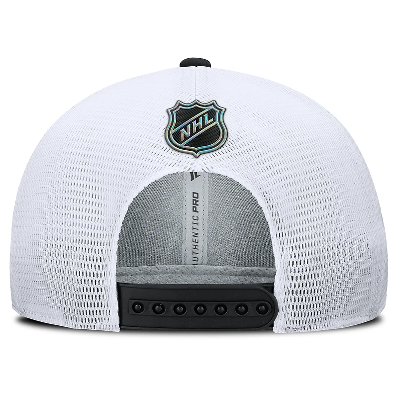 Casquette de camionneur ajustable Fanatics noire/blanche authentique Pro Rink Lockup des Kings de Los Angeles pour homme