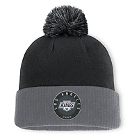 Bonnet en tricot à revers et pompon noir des Kings de Los Angeles Fanatics pour homme