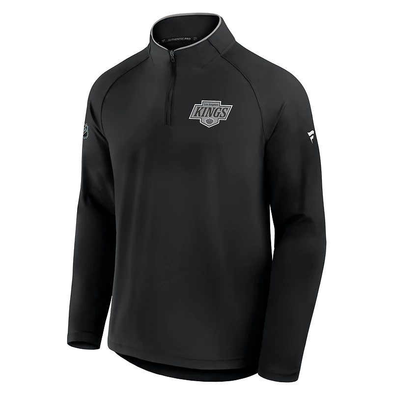 Pull d'entraînement à quart de zip Fanatics noir authentique des Los Angeles Kings pour homme