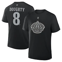 T-shirt authentique Fanatics Drew Doughty noir Los Angeles Kings avec nom et numéro superposés