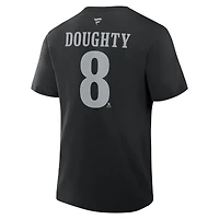 T-shirt authentique Fanatics Drew Doughty noir Los Angeles Kings avec nom et numéro superposés