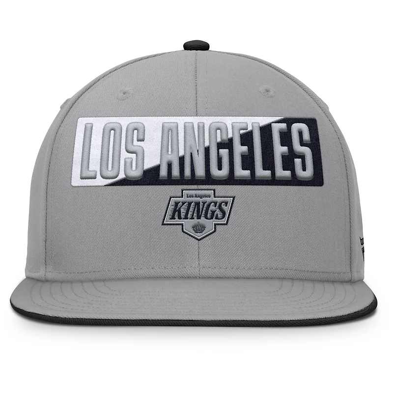 Men's Fanatics Gray Los Angeles Kings Fundamentals Duo Split Logo Snapback Hat