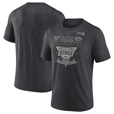 Men's Fanatics Heather Charcoal Los Angeles Kings 2025 Stanley Cup Playoffs Crossbar Tri-Blend T-Shirt