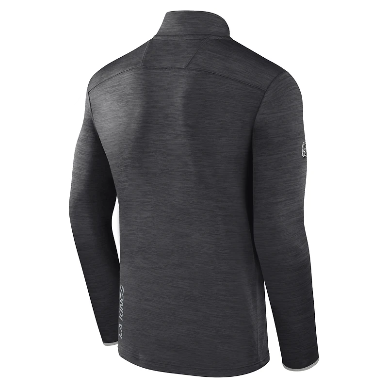 Men's Fanatics  Heather Charcoal Los Angeles Kings Authentic Pro Lightweight Quarter-Zip Pullover