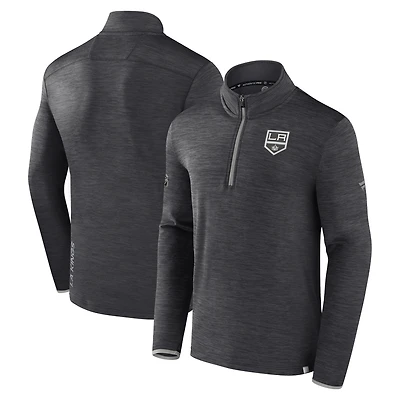 Men's Fanatics  Heather Charcoal Los Angeles Kings Authentic Pro Lightweight Quarter-Zip Pullover