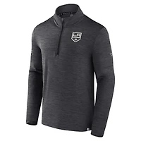 Haut à enfiler authentique quart de zip Fanatics Heather Charcoal des Kings Los Angeles pour hommes