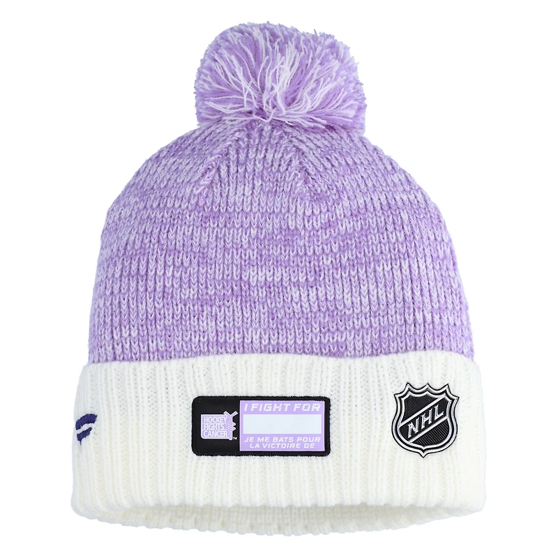 Bonnet en tricot à revers avec pompon pour homme Fanatics Los Angeles Kings Hockey Fights Cancer