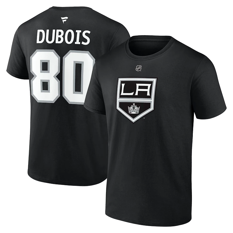 T-shirt authentique Fanatics Pierre-Luc Dubois noir Los Angeles Kings avec nom et numéro superposés