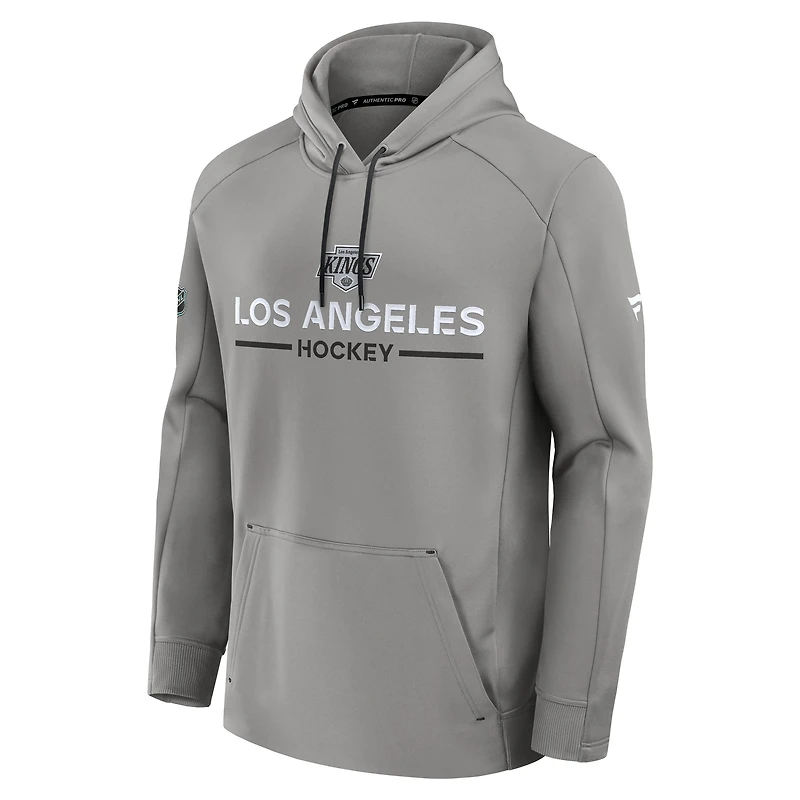 Men's Fanatics Silver Los Angeles Kings Authentic Pro Rink Hoodie