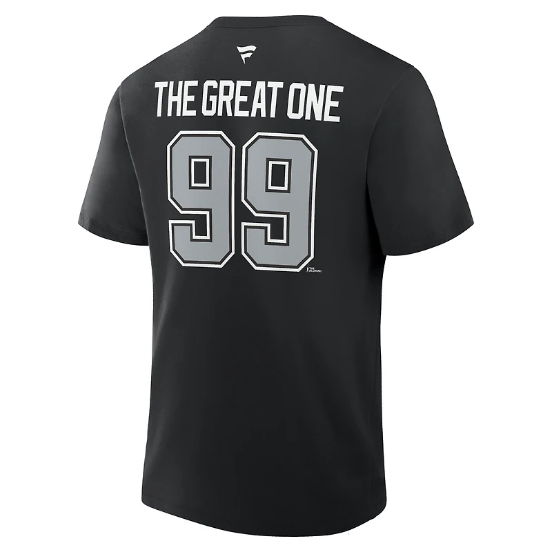 T-shirt noir pour homme Fanatics Wayne Gretzky, surnom du joueur retraité des Kings de Los Angeles
