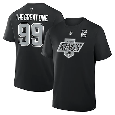Men's Fanatics Wayne Gretzky Black Los Angeles Kings Retired Player Nickname T-Shirt
