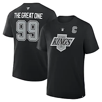 Men's Fanatics Wayne Gretzky Black Los Angeles Kings Retired Player Nickname T-Shirt