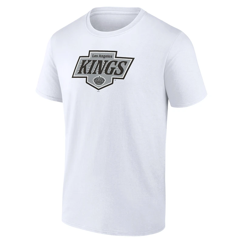 T-shirt blanc avec nouveau logo principal des Kings de Los Angeles Fanatics pour hommes