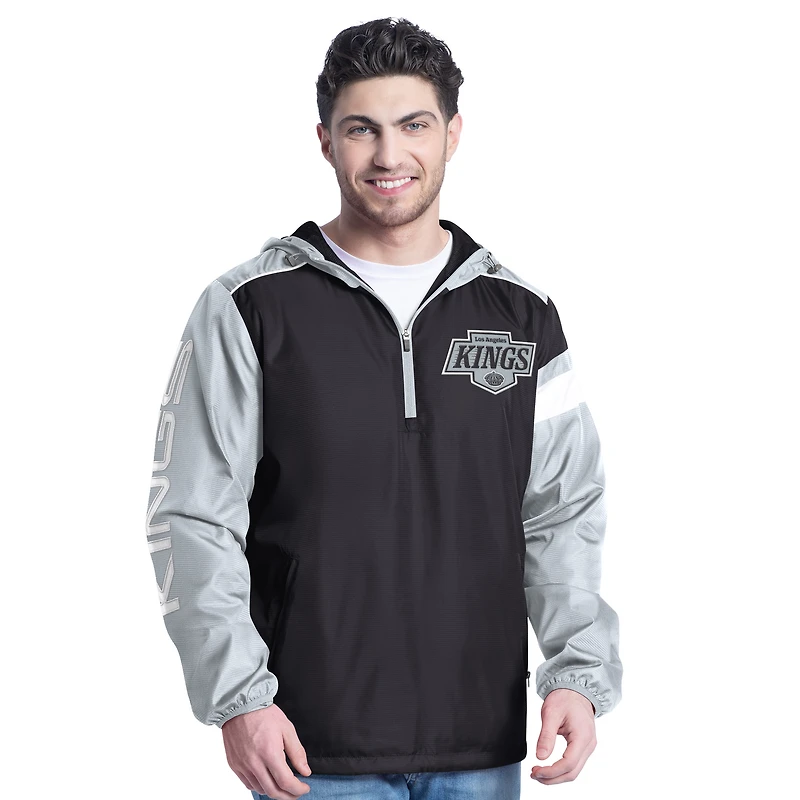 Men's G-III Sports by Carl Banks Black/Silver Los Angeles Kings Lateral Half-Zip Hoodie Jacket