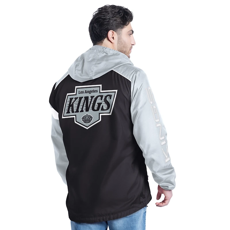 Men's G-III Sports by Carl Banks Black/Silver Los Angeles Kings Lateral Half-Zip Hoodie Jacket
