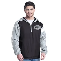 Men's G-III Sports by Carl Banks Black/Silver Los Angeles Kings Lateral Half-Zip Hoodie Jacket