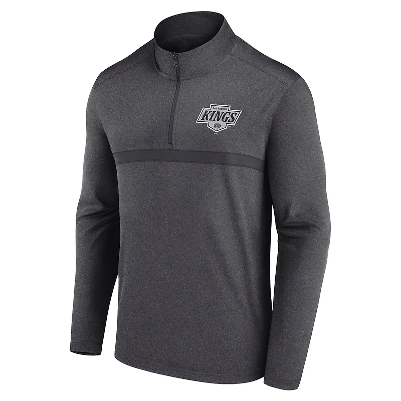 Haut à glissière quart de tour raglan Heather Charcoal Los Angeles Kings pour homme