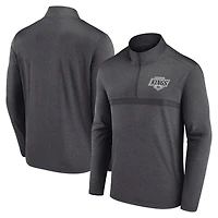 Men's Logo Athletic Heather Charcoal Los Angeles Kings Head-to-Head Raglan Quarter-Zip Top