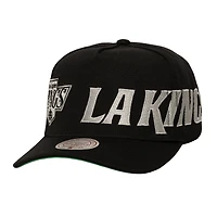 Men's Mitchell & Ness  Black Los Angeles Kings Busted Logo Wordmark Wrap-Around Pro Pinch Adjustable Hat