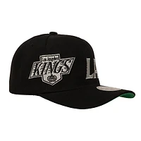 Men's Mitchell & Ness  Black Los Angeles Kings Busted Logo Wordmark Wrap-Around Pro Pinch Adjustable Hat
