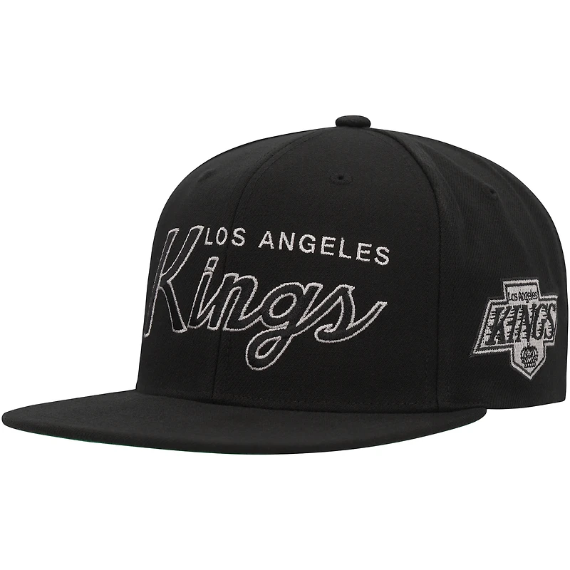 Casquette Snapback noire Mitchell & Ness des Kings de Los Angeles Core Team Script 2.0 pour hommes