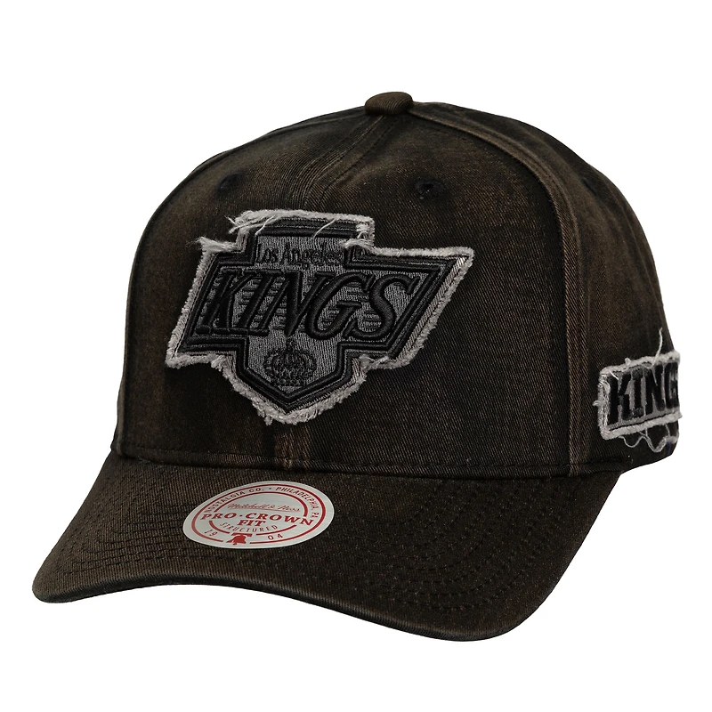 Casquette ajustable Mitchell & Ness noire pour homme Los Angeles Kings Downtown Snow Wash Pro-Crown