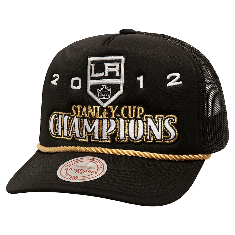 Men's Mitchell & Ness Black Los Angeles Kings SOUL Collection Golden Stanley Cup Champions Trucker Adjustable Hat
