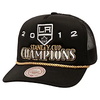 Men's Mitchell & Ness Black Los Angeles Kings SOUL Collection Golden Stanley Cup Champions Trucker Adjustable Hat