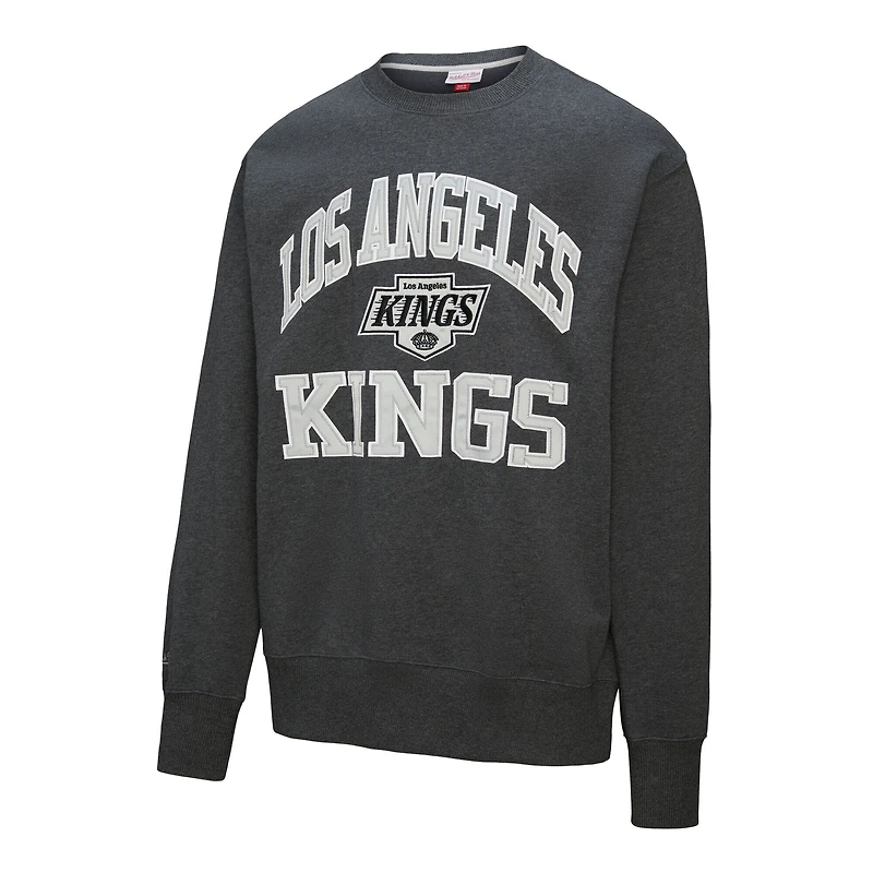 Men's Mitchell & Ness Charcoal Los Angeles Kings Playoff Win Fleece Pullover Sweatshirt