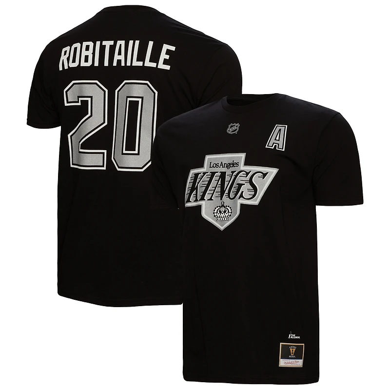 Men's Mitchell & Ness Luc Robitaille Black Los Angeles Kings Name Number T-Shirt