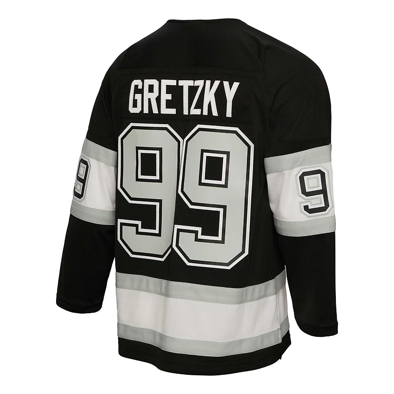 Men's Mitchell & Ness Wayne Gretzky Black Los Angeles Kings  1992 Captain Patch Blue Line Player Jersey