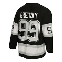 Men's Mitchell & Ness Wayne Gretzky Black Los Angeles Kings  1992 Captain Patch Blue Line Player Jersey