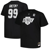 T-shirt noir pour homme Mitchell & Ness Wayne Gretzky des Los Angeles Kings avec nom et numéro Big Tall