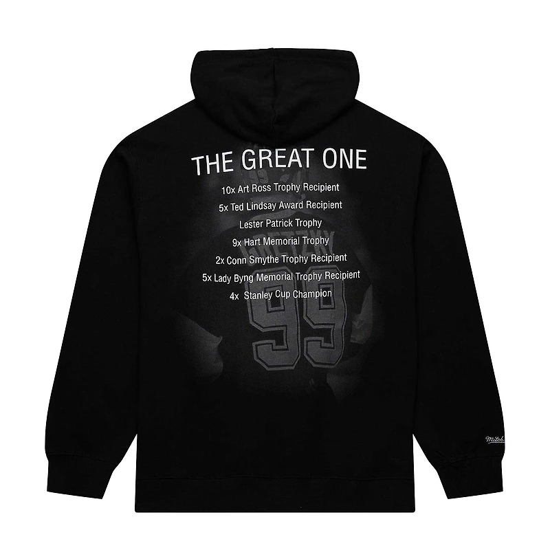 Sweat-shirt en molleton avec nom et numéro de qualité supérieure pour hommes Mitchell & Ness Wayne Gretzky noir Los Angeles Kings